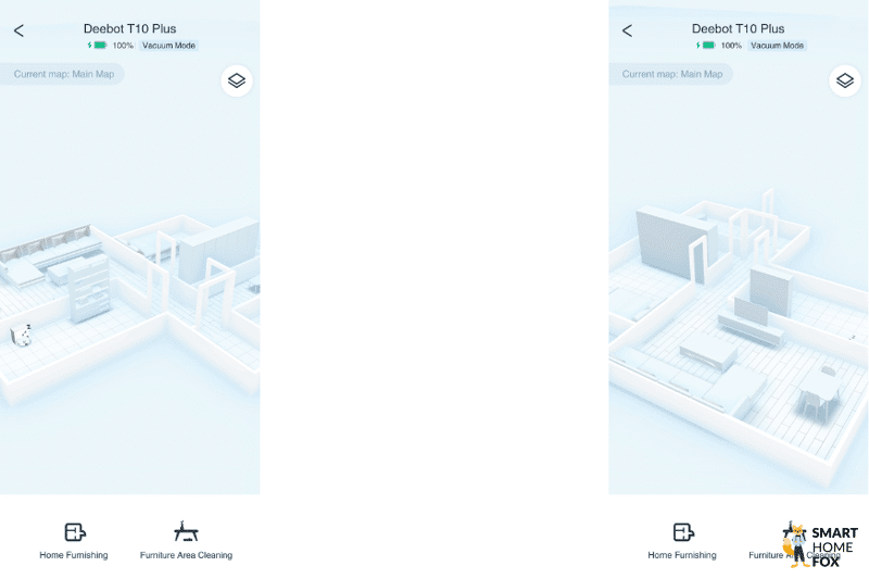 Die 3D-Wohnungskarte des Ecovacs Deebot T10 ist in der App zu sehen.